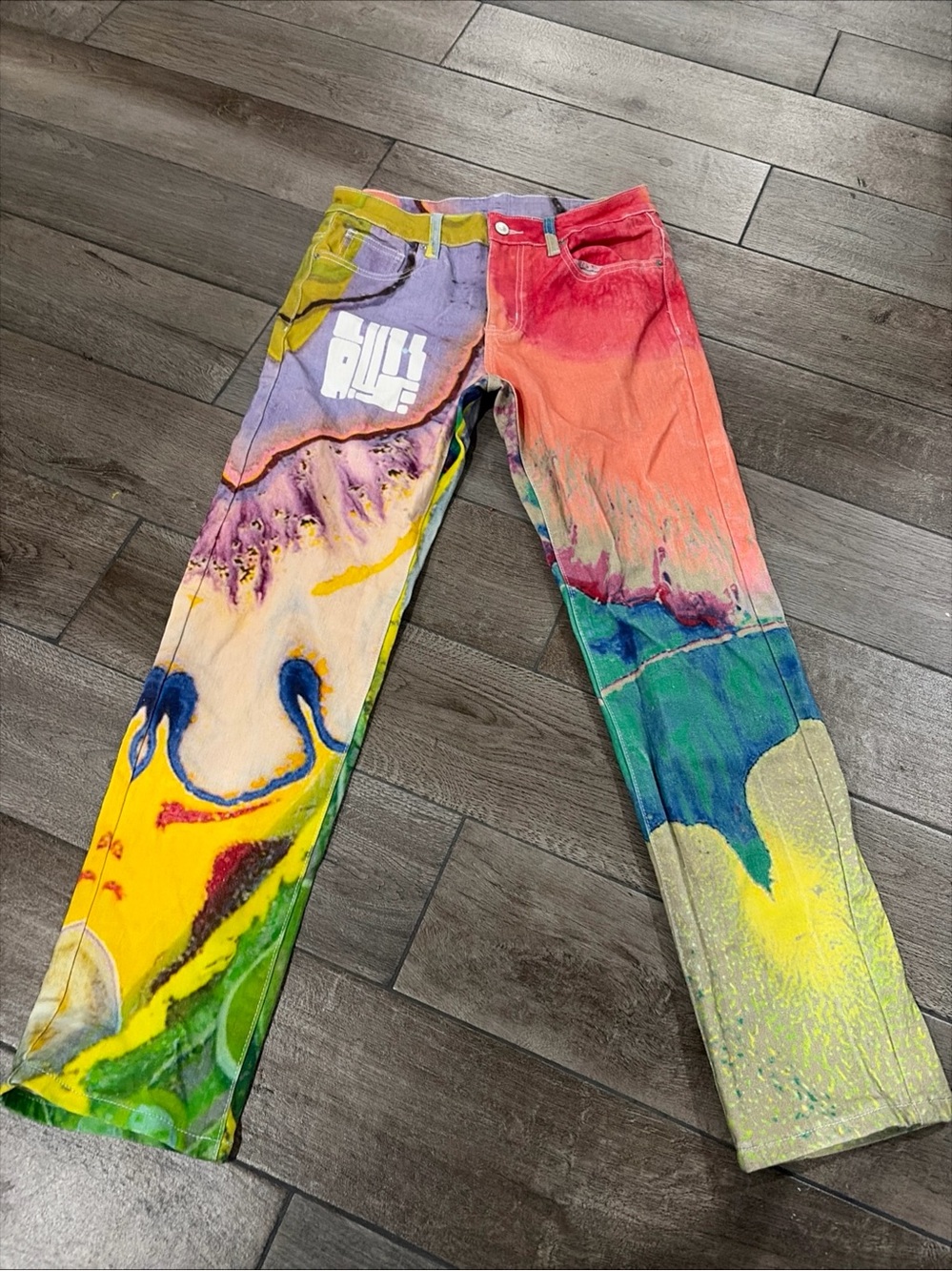 Multicolor Abstract Paint-Splash Jeans